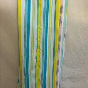 B-126‎ Peach Love California NWT Ruffle Colorful Stripe Maxi Dress Size M