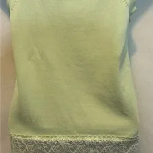 C-146 Dressbarn Green Lace Detail Sleeveless Pullover Sweater Size S‎