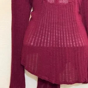 A-58 Lucky‎ Brand Red Long Sleeve High Low Pullover Sweater Size L