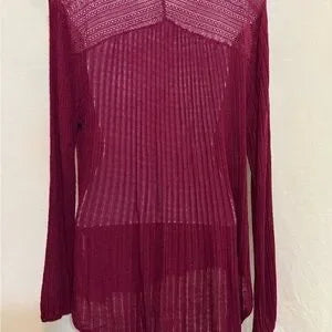 A-58 Lucky‎ Brand Red Long Sleeve High Low Pullover Sweater Size L