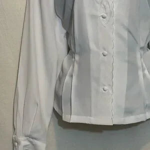 D-59 Anne Larson Vintage White Lace & Embroidered Long Sleeve Blouse Size MP‎