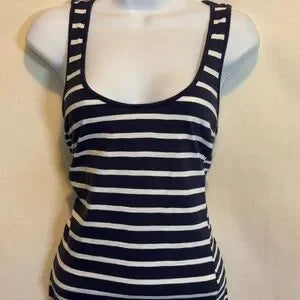 H-154 Boden Blue & White Stripe Sleeveless Summer‎ MIDI Dress Size 6