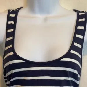 H-154 Boden Blue & White Stripe Sleeveless Summer‎ MIDI Dress Size 6