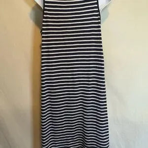 H-154 Boden Blue & White Stripe Sleeveless Summer‎ MIDI Dress Size 6